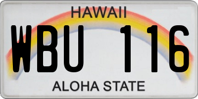 HI license plate WBU116
