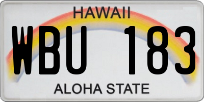 HI license plate WBU183