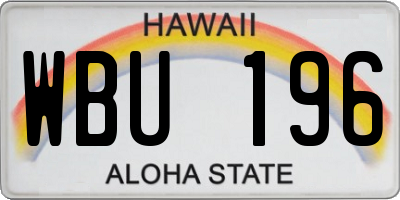 HI license plate WBU196