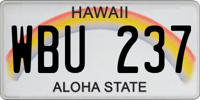 HI license plate WBU237