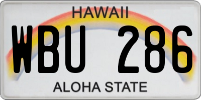 HI license plate WBU286