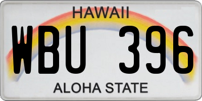 HI license plate WBU396