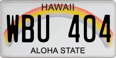 HI license plate WBU404