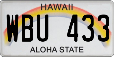 HI license plate WBU433