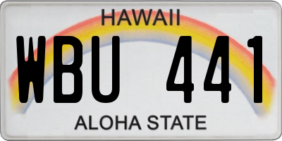 HI license plate WBU441