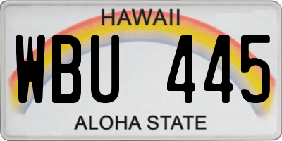 HI license plate WBU445