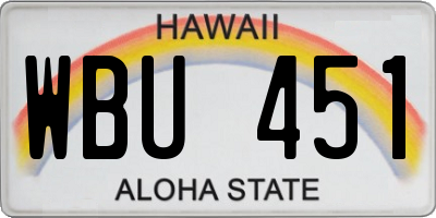 HI license plate WBU451