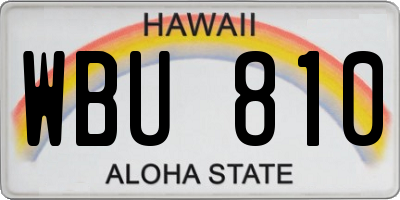 HI license plate WBU810