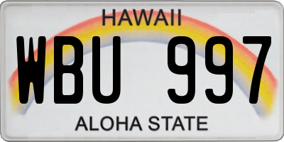HI license plate WBU997