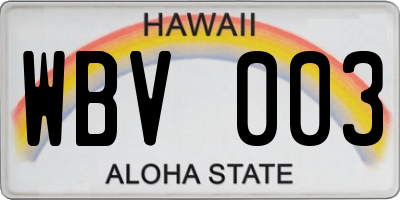 HI license plate WBV003