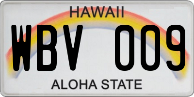 HI license plate WBV009