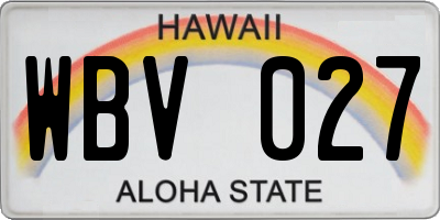 HI license plate WBV027