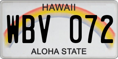 HI license plate WBV072