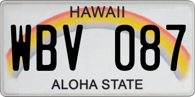 HI license plate WBV087