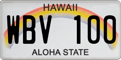 HI license plate WBV100