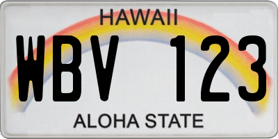 HI license plate WBV123