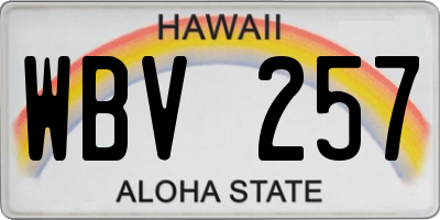 HI license plate WBV257