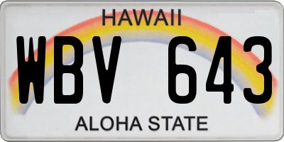 HI license plate WBV643