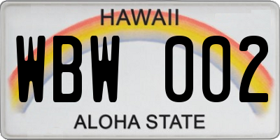 HI license plate WBW002
