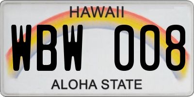 HI license plate WBW008