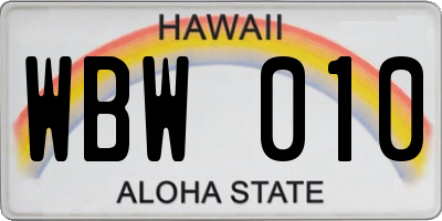 HI license plate WBW010