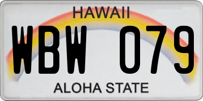 HI license plate WBW079