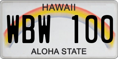 HI license plate WBW100