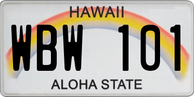 HI license plate WBW101