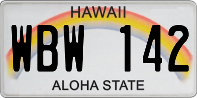 HI license plate WBW142