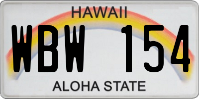 HI license plate WBW154