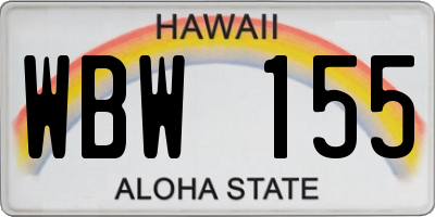 HI license plate WBW155