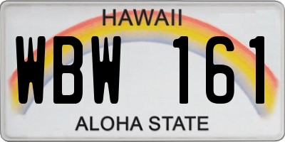 HI license plate WBW161