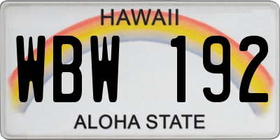 HI license plate WBW192