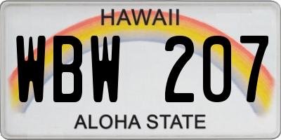 HI license plate WBW207