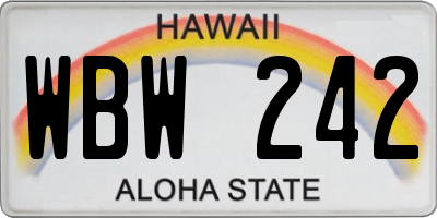 HI license plate WBW242