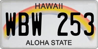 HI license plate WBW253
