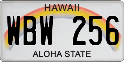 HI license plate WBW256