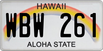 HI license plate WBW261
