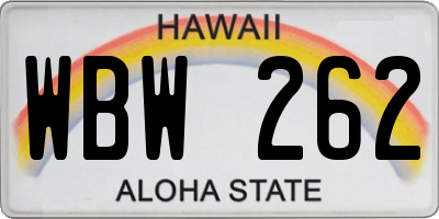 HI license plate WBW262