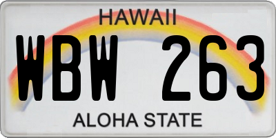 HI license plate WBW263