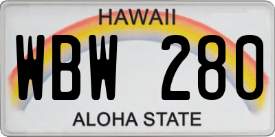 HI license plate WBW280