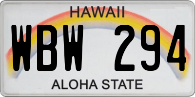 HI license plate WBW294