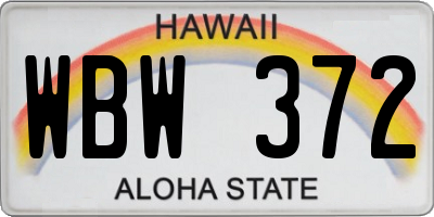 HI license plate WBW372