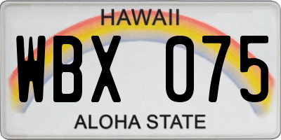 HI license plate WBX075