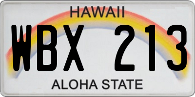 HI license plate WBX213