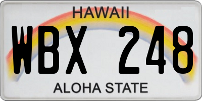 HI license plate WBX248