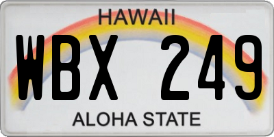 HI license plate WBX249