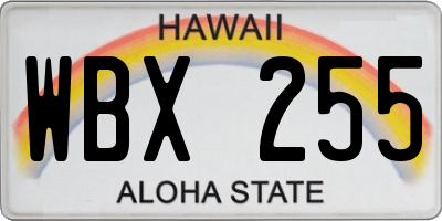 HI license plate WBX255