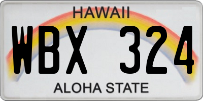 HI license plate WBX324