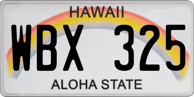 HI license plate WBX325